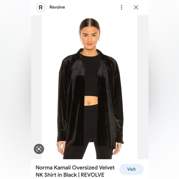 Norma Kamali black velvet oversized NK Velcro button shirt size XS Revolve - Picture 13 of 13